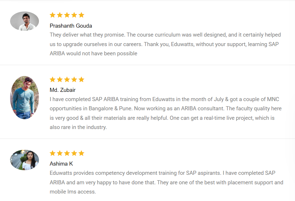 Eduwatts SAP training Reviews